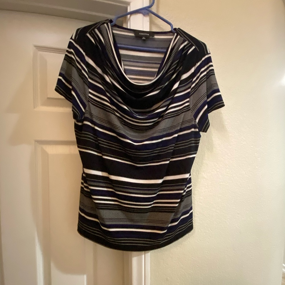Jones Wear Cowl Draped Collar Blouse